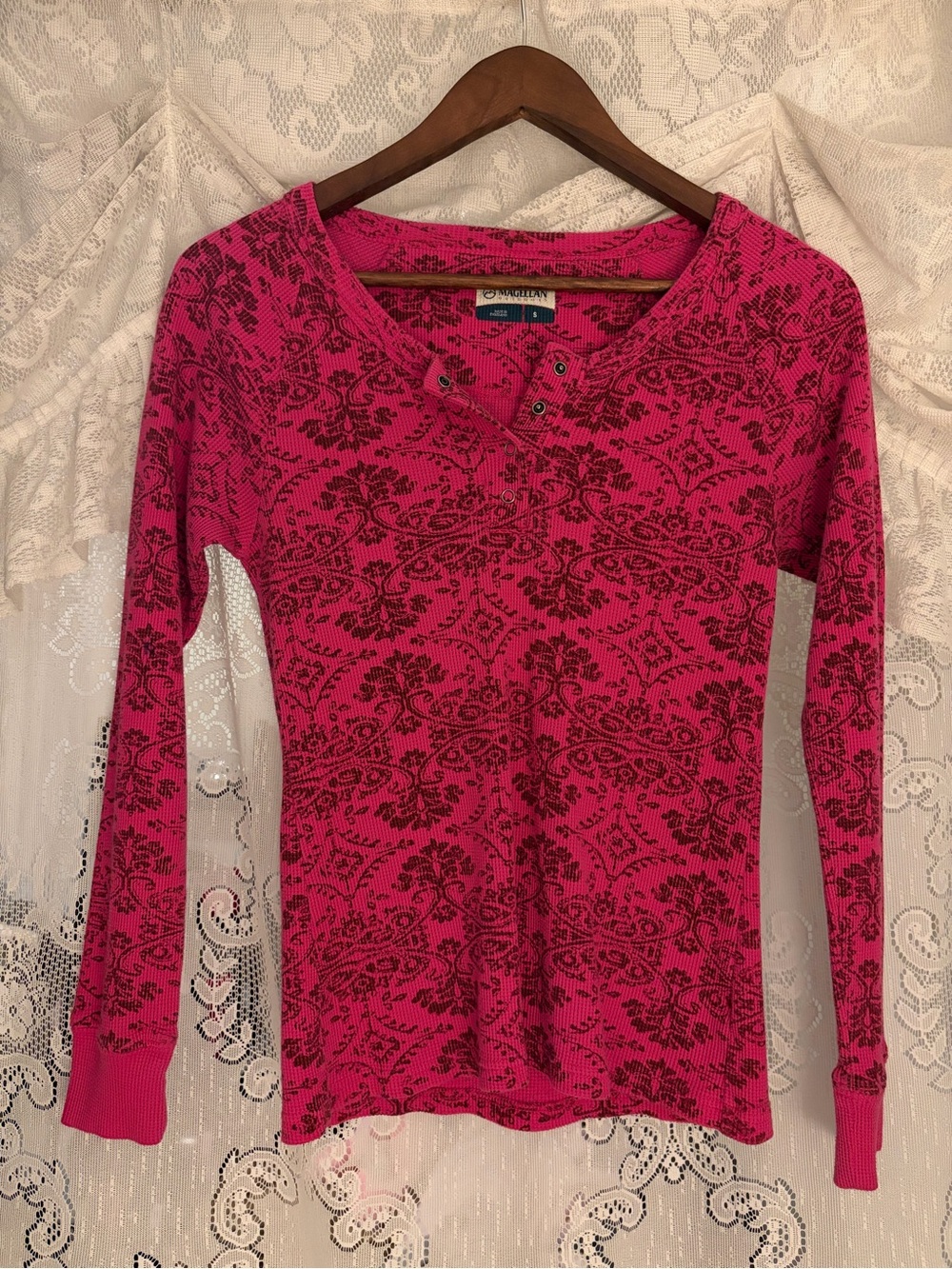 Magellan Outdoors Hot Pink Printed Long-Sleeve Henley